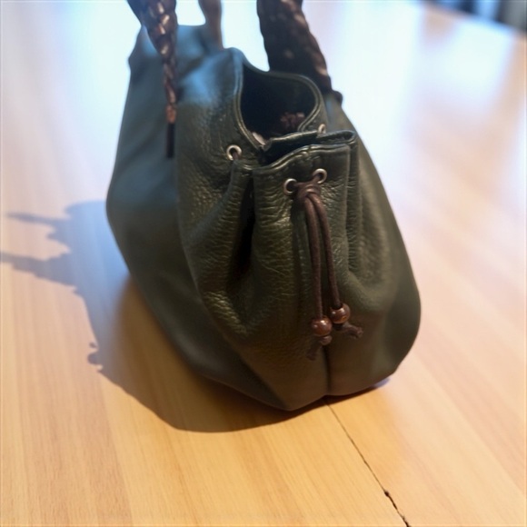 Paolo Masi Satchel – Hunter Green Leather with Woven Handles - Picture 8 of 8